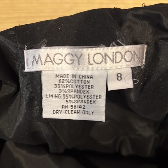 Black satin Maggie London Dress. - Picture 4 of 5